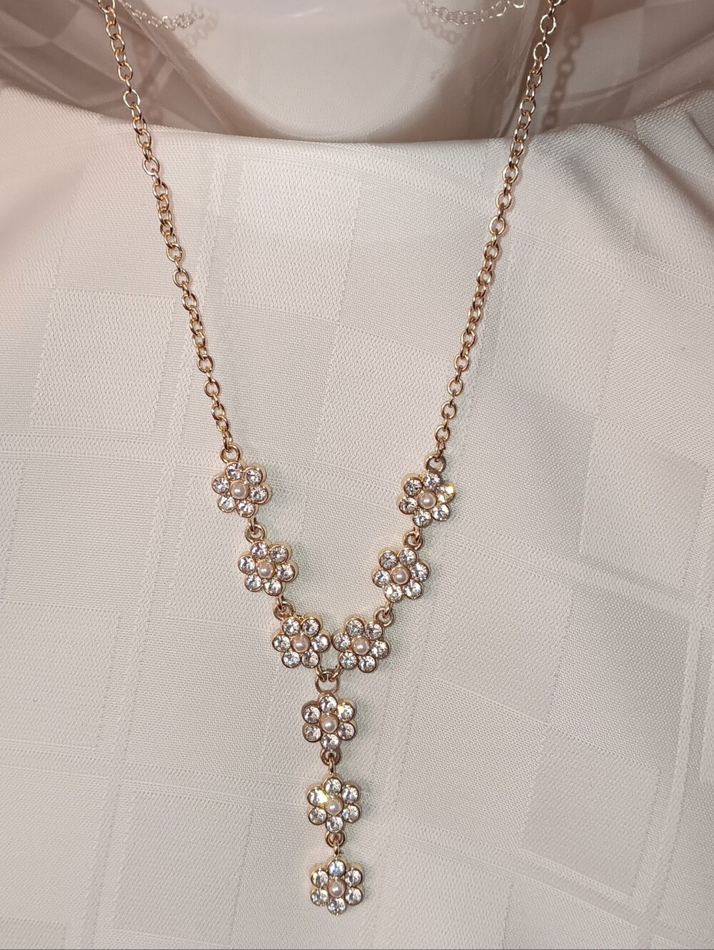 Windsor Gold Floral Crystal abd Pearl Drop Necklace for Women